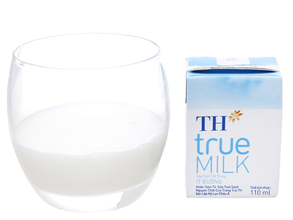 Lốc 4 hộp sữa TH TRUE MILK ít đường 110ml