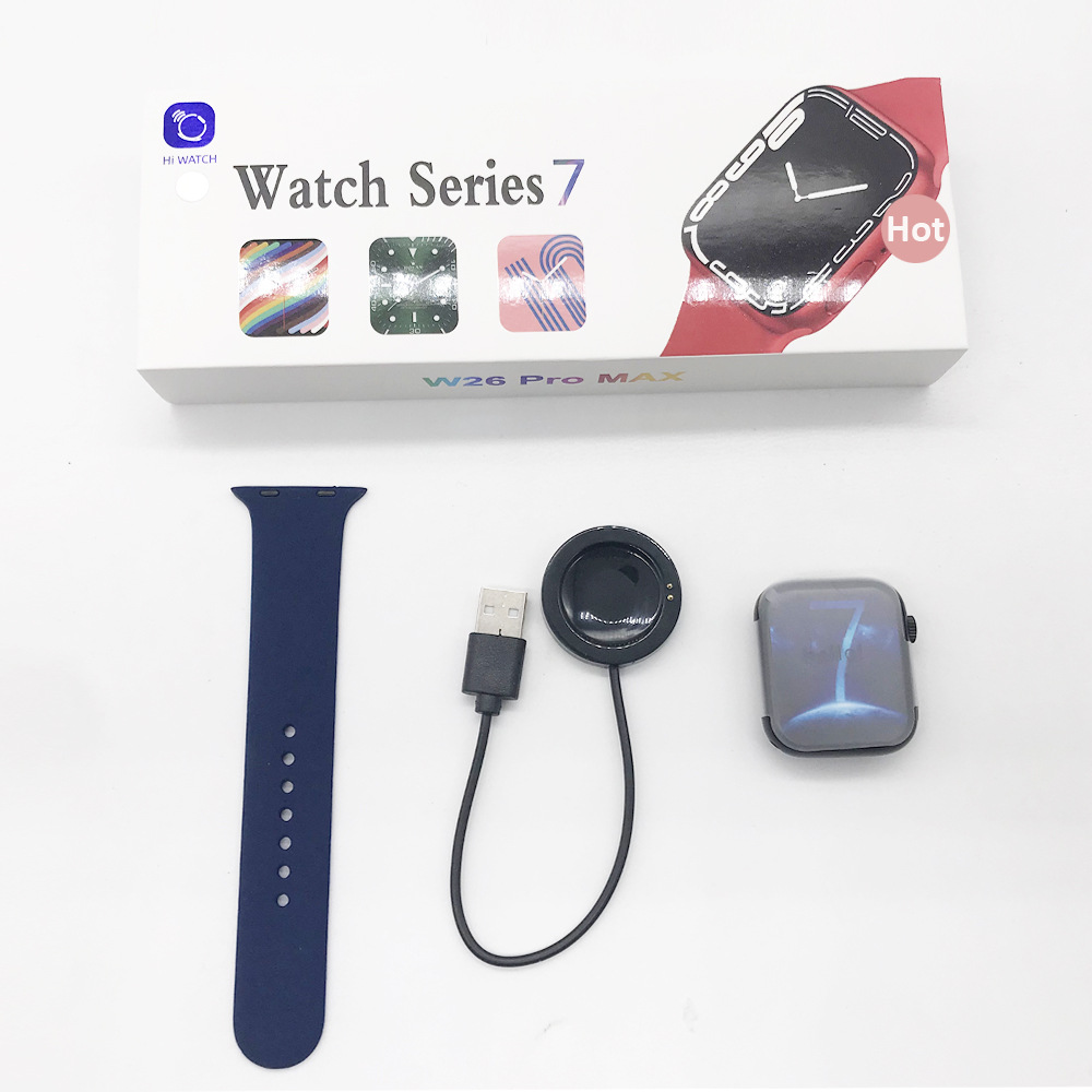 Đồng hồ thông minh W26+Pro Series7 điều khiển được bằng nút tròn hỗ trợ cài đặt hình nền  10 game full màn 44mm dùng cho cả thiết bị ios và androi