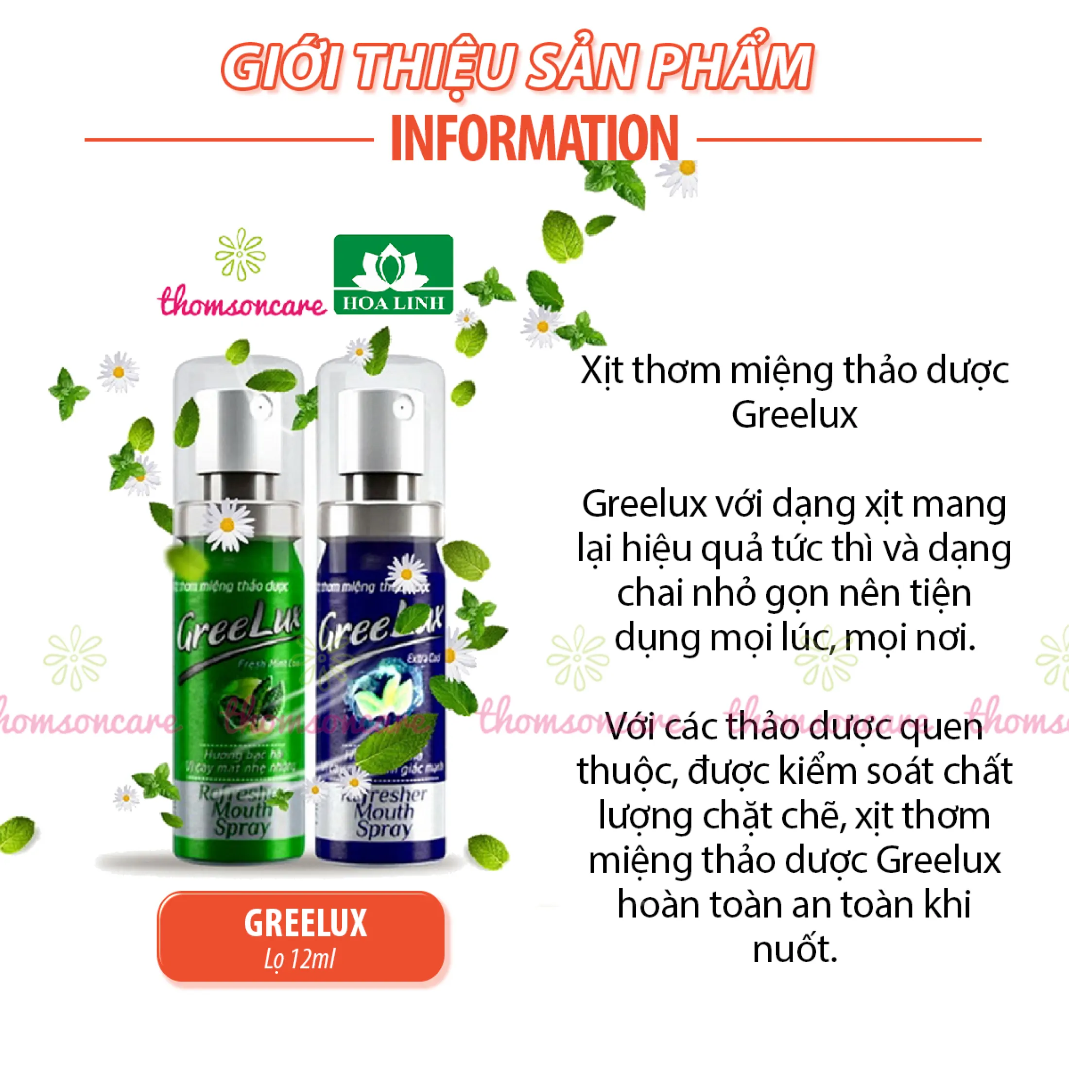 Xịt thơm miệng Greelux Giá Rẻ - Từ thảo dược 100% - 36.999đ 1 xịt thơm miệng greelux có tốt không