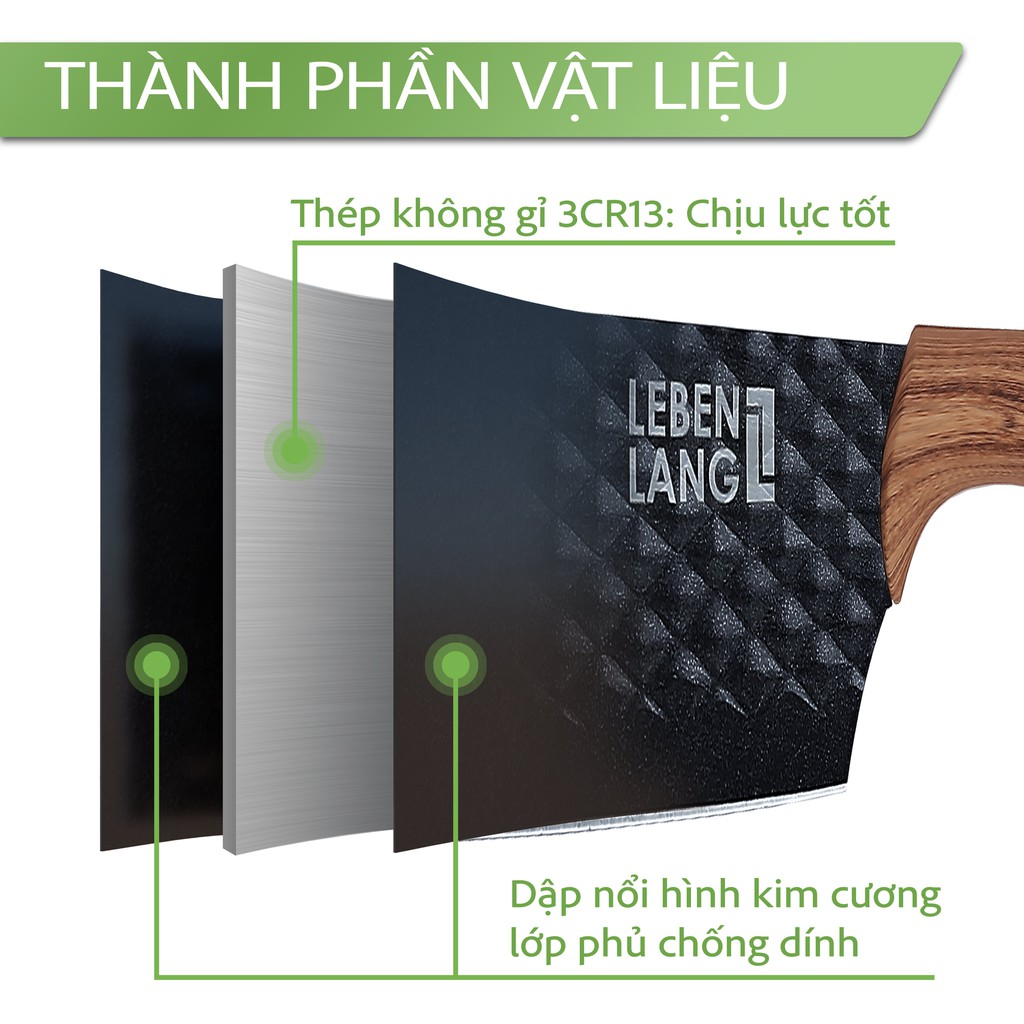 Bộ dao bếp thép cao cấp không gỉ 5-7 món LEBENLANG nhập khẩu chính hãng của Đức mẫu mã đẹp, combo dao làm bếp cao cấp thép không gỉ chống dính