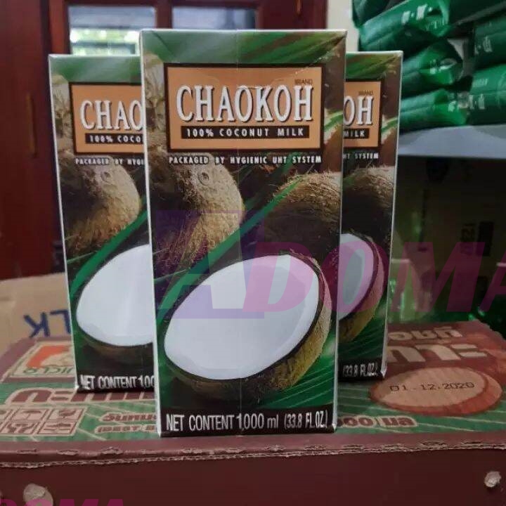 Nước cốt dừa Chaokoh Thái Lan 1000ml nguyên chất nấu canh Tomyum, xôi, làm bánh ngon đặc sánh