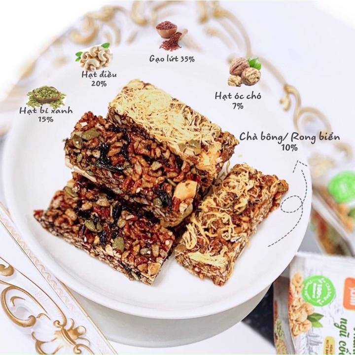 Thanh Cơm Gạo Lứt Herbslim Chà Bông Vị Thơm Ngon Hộp 10 Gói