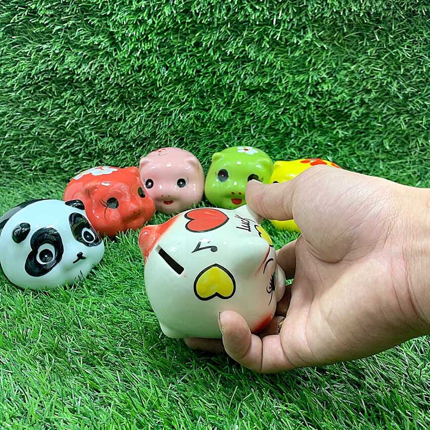 Heo Đất Mini tiết kiệm tiền gốm men sứ Bát Tràng cao cấp (1 con) – Ống Heo Mini chưng bàn làm việc, bàn học – Lợn Đất Mini phong thủy thu hút tài lộc