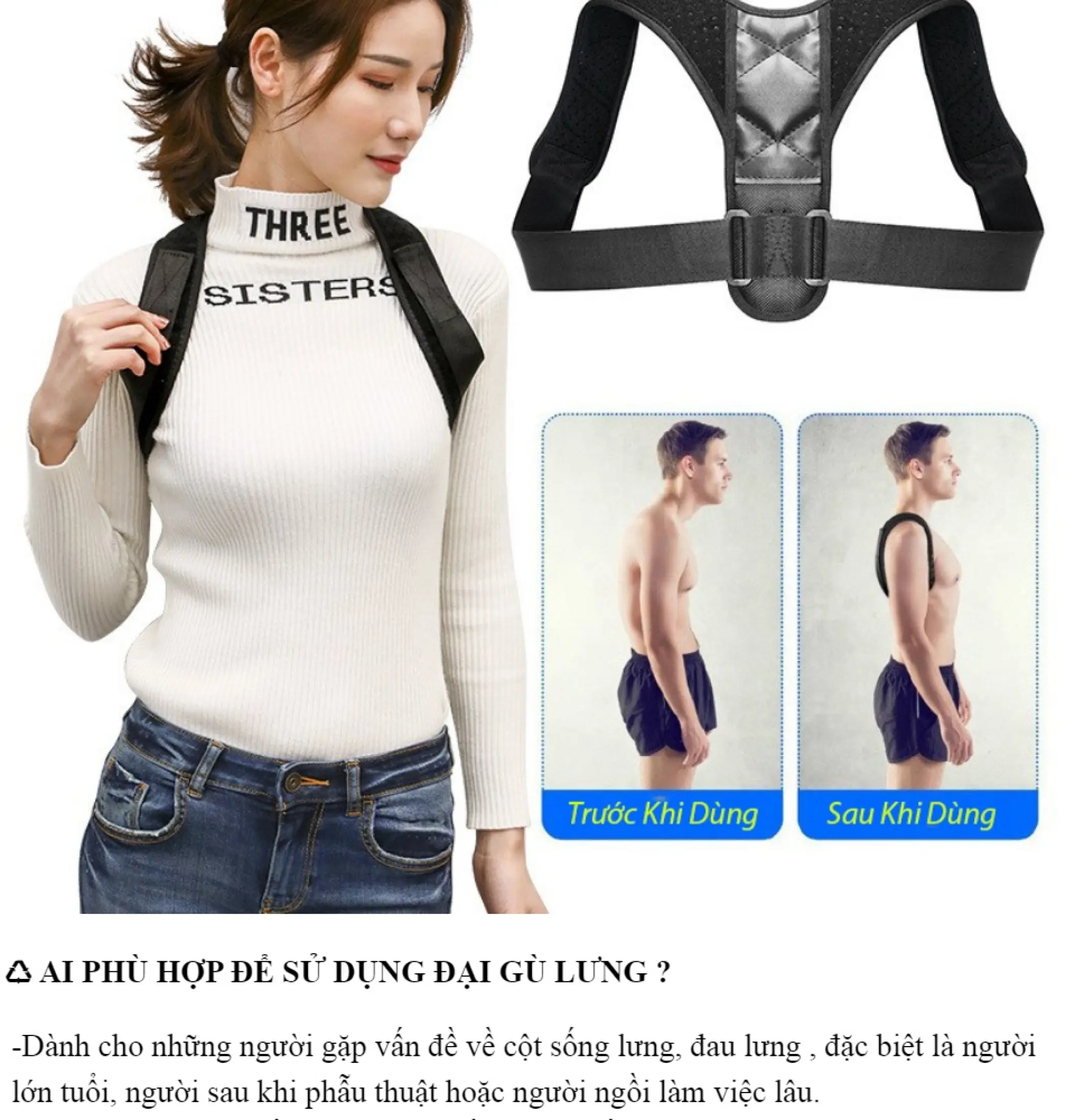 Đai Đeo Chống Gù Lưng, Đai Chống Gù, Độ Đàn Hồi Tốt, Giúp Ngồi Đúng Tư Thế, Cải Thiện Cột Sống, Giảm Đau Nhức Vai, Bảo Hành Uy Tín Bởi Maxvision-TẶNG Bài Tập Hỗ Trợ Chữa Gù Lưng