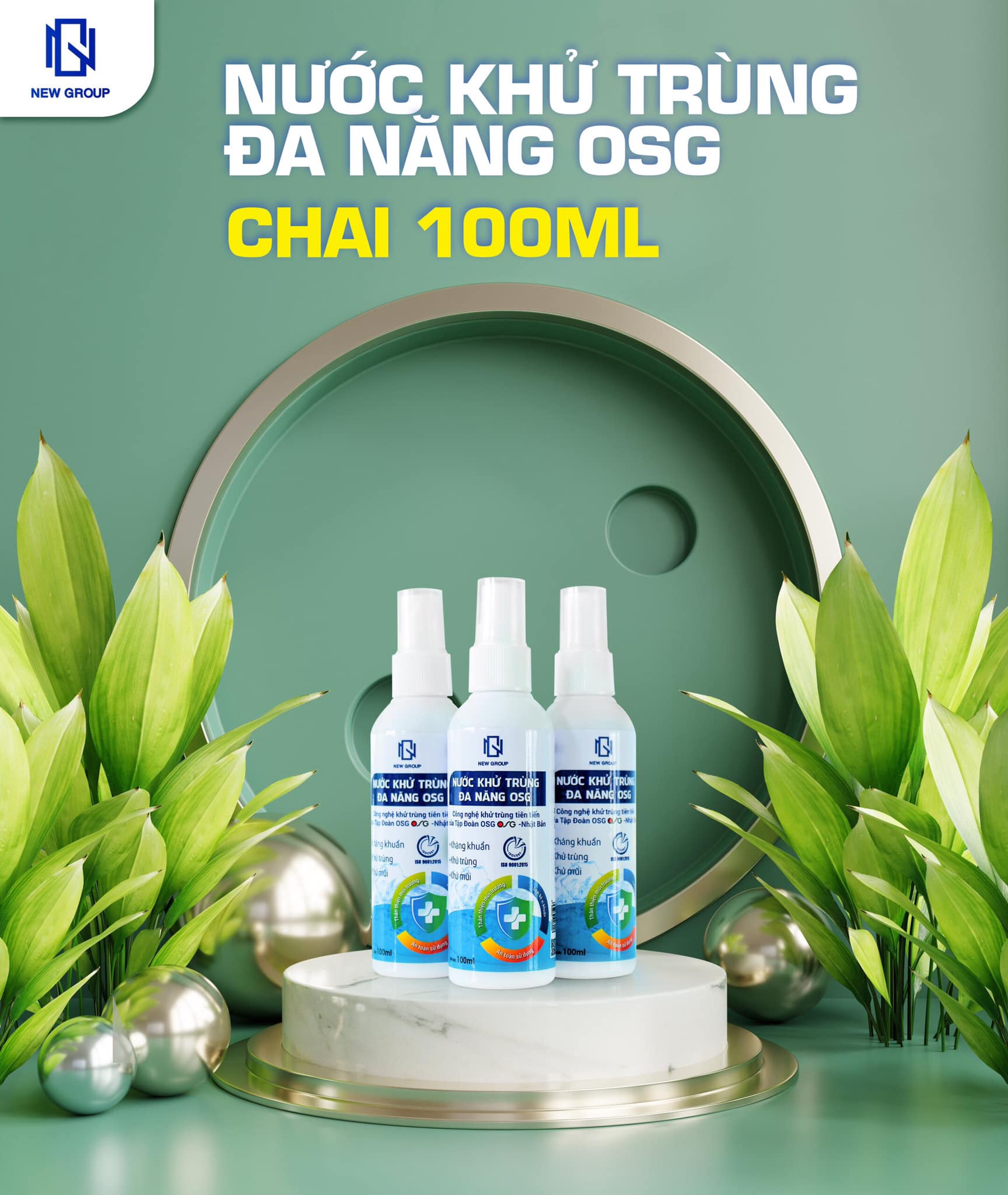 Nước khử trùng diệt khuẩn đa năng OSG (Chai xịt 100ML) được sản xuất theo công nghệ tiên tiến từ Nhật Bản hiệu quả vượt trội khử trùng mạnh mẽ, hoàn toàn từ tự nhiên, an toàn với cơ thể, không gây kích ứng