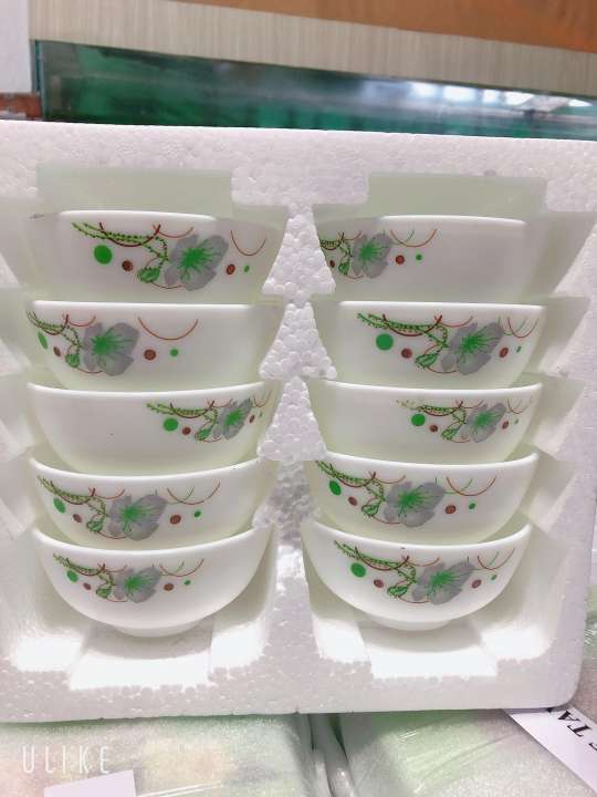 Bộ 10 chén sứ opal cao cấp - bộ 10 chén sứ hoa văn cao cấp