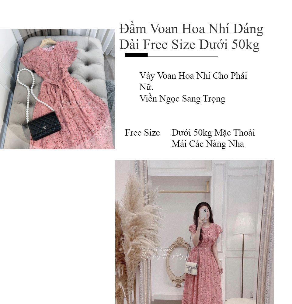 V56 Váy voan hoa nhí xanh dáng dài vintage - TH Hà Thanh - Tìm Voucher