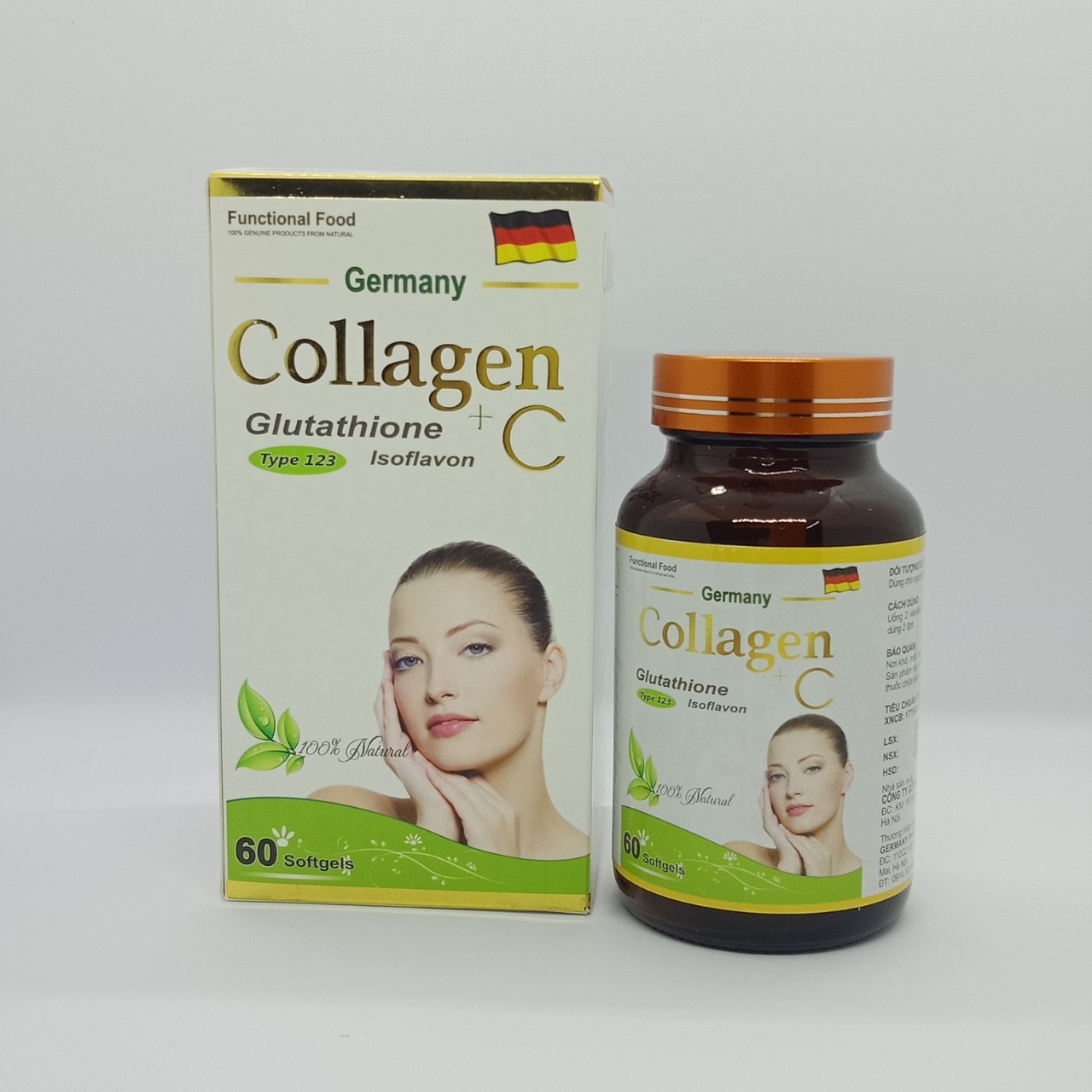 Viên uống Collagen đẹp da - COLLAGEN +C, Chống lão hóa, mờ thâm nám, ngăn ngừa nếp nhăn, sạm da, giúp da căng mịn, tươi sáng ( hộp 60 viên)