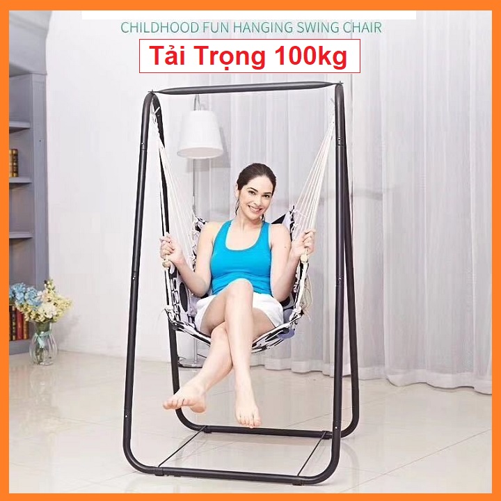 Ghế Võng Xích Đu Trong Nhà - Ghế Xích Đu Treo Khung Thép Chống Gỉ Cao Cấp, Ghế Xích Đu, Ghế Xích Đu Sân Vườn, Ghế Xích Đu Thư Giãn Đa Năng