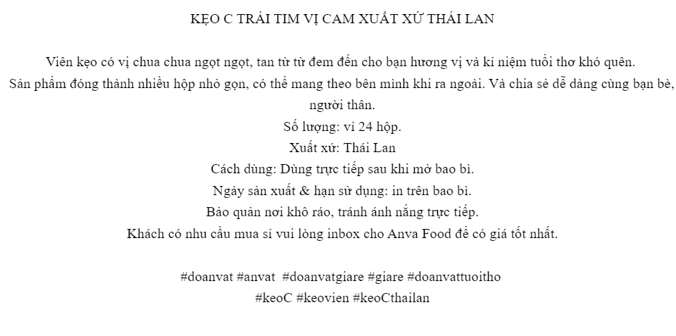 1 Vỉ kẹo C trái tim Thái Lan (vỉ 24 hộp).
