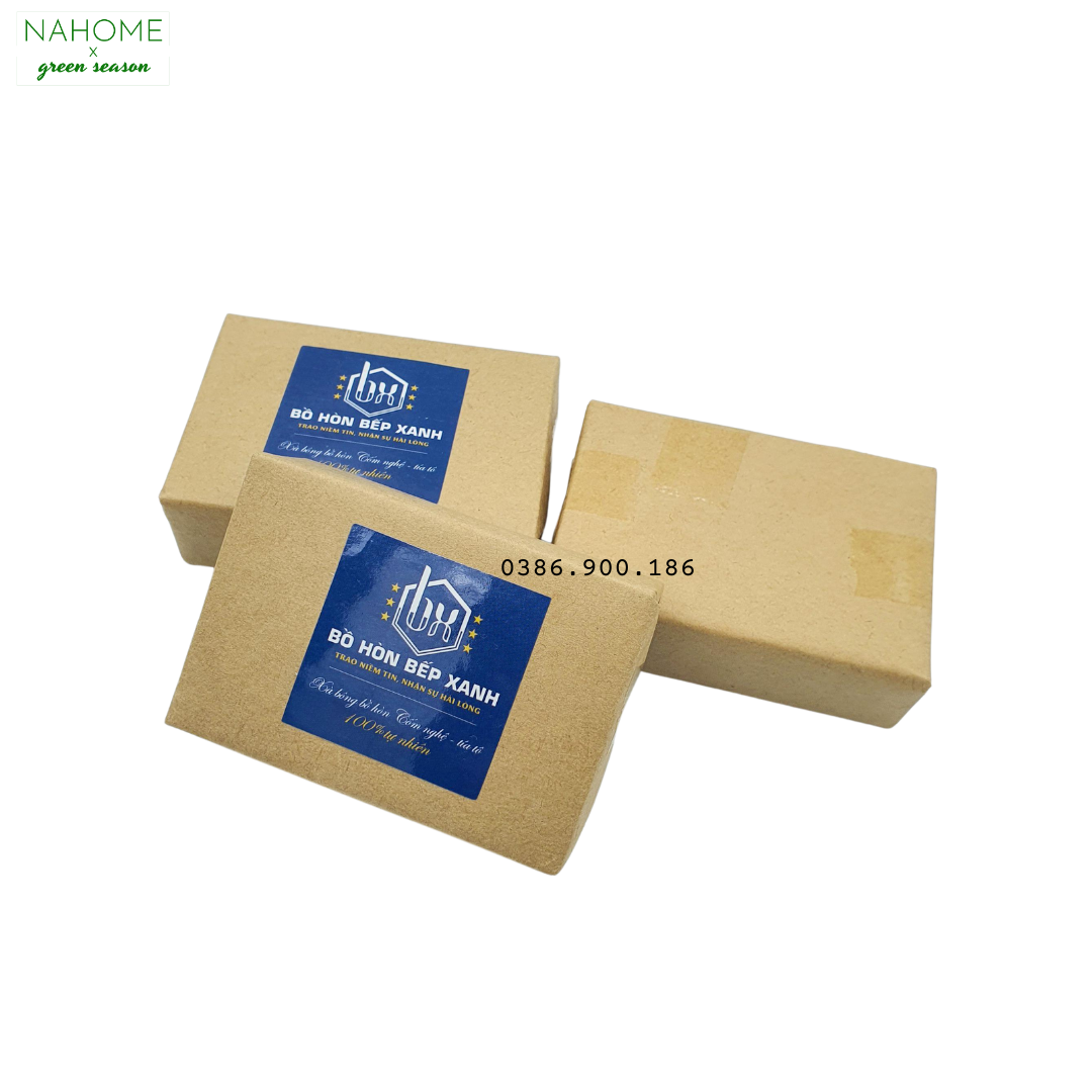 Xà bông bồ hòn Cốm Nghệ Tía Tô, giảm mụn, mờ thâm nám, dưỡng sáng da, phù hợp với da khô, mùi hương thảo, dạng bánh 120gr - Xà phòng Bồ hòn bếp xanh, dùng rửa mặt và tắm, đã được kiểm định chất lượng Nahome