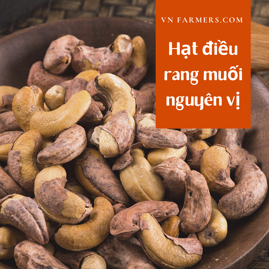 Hộp 250g Hạt điều vỏ lụa rang muối nguyên vị, ăn liền. Từ điều nguyên hạt loại A++, thơm ngon, béo ngậy, ngon mê | VN Farmers