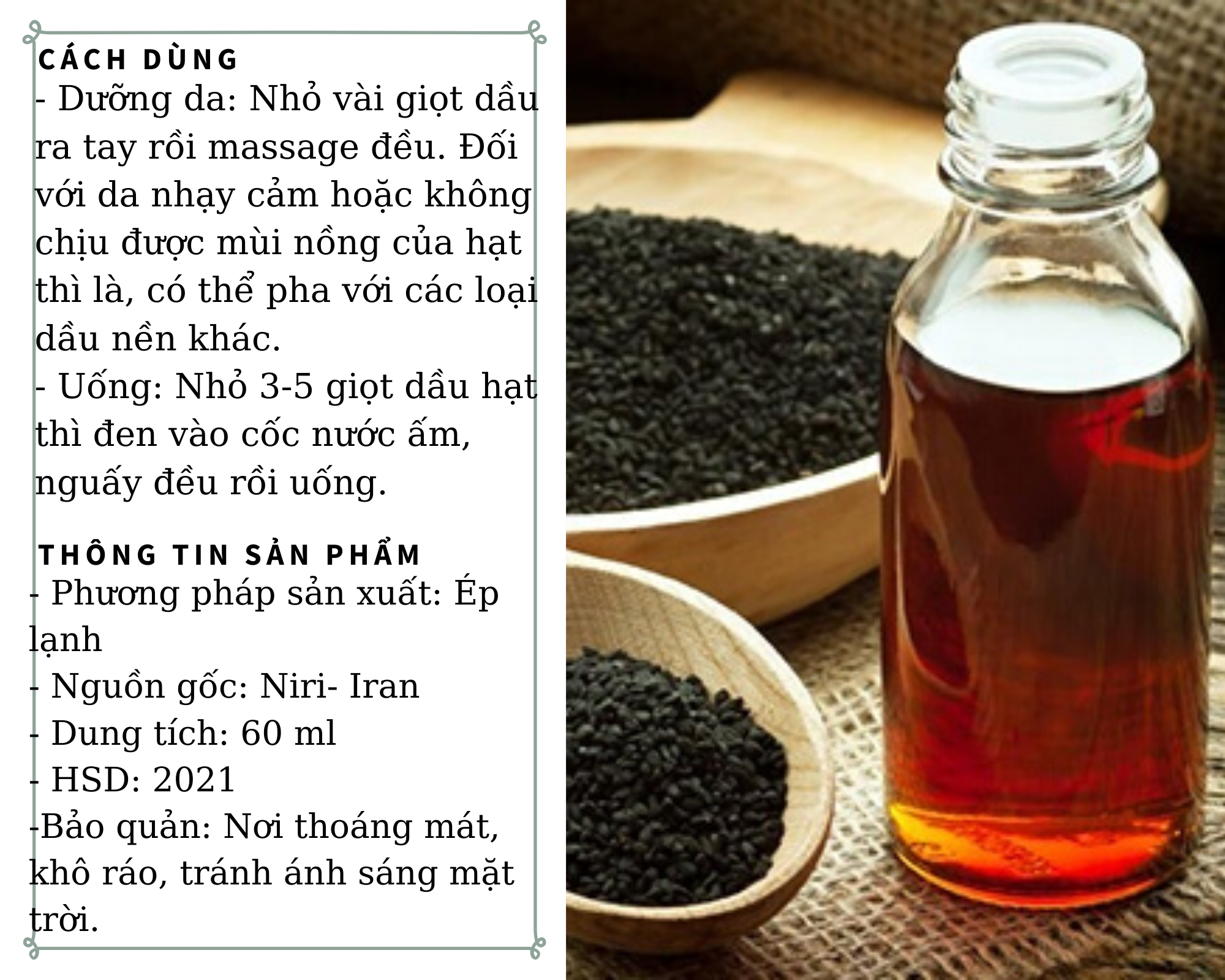 Dầu hạt thì là đen- Black cumin seed oil