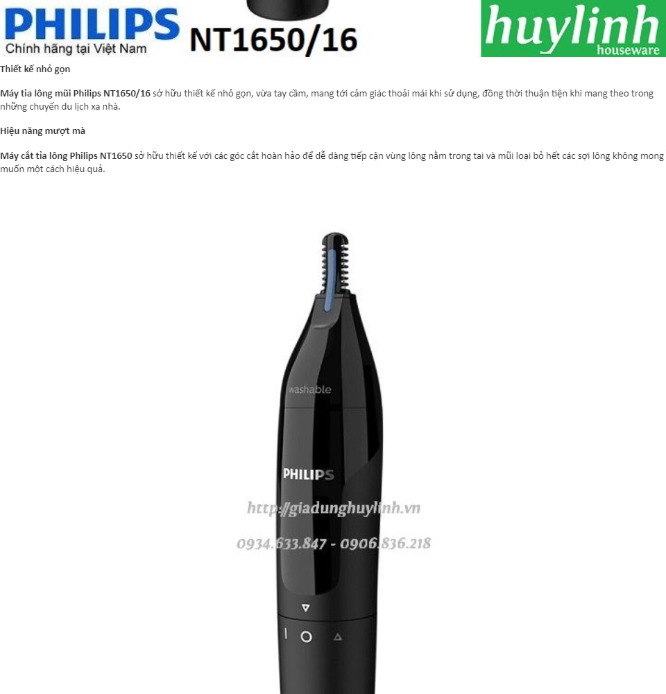 Máy cắt tỉa lông mũi Philips NT1650/16 - Chính hãng