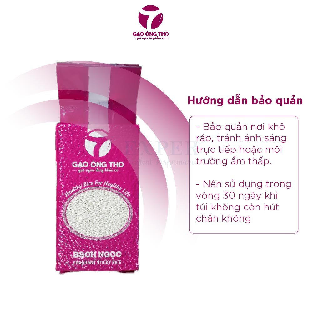 Gạo nếp bắc Ông Thọ - Bạch Ngọc túi 1kg hút chân không. Gạo nếp cao cấp chính hãng ngon thơm dẻo