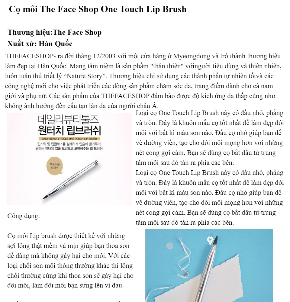 [HCM] Cọ Môi Cao Cấp The Face Shop One Touch Lip Brush