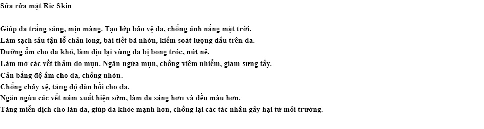 Combo Ric Skin làm sạch mụn, thâm nám, dưỡng trắng da 5