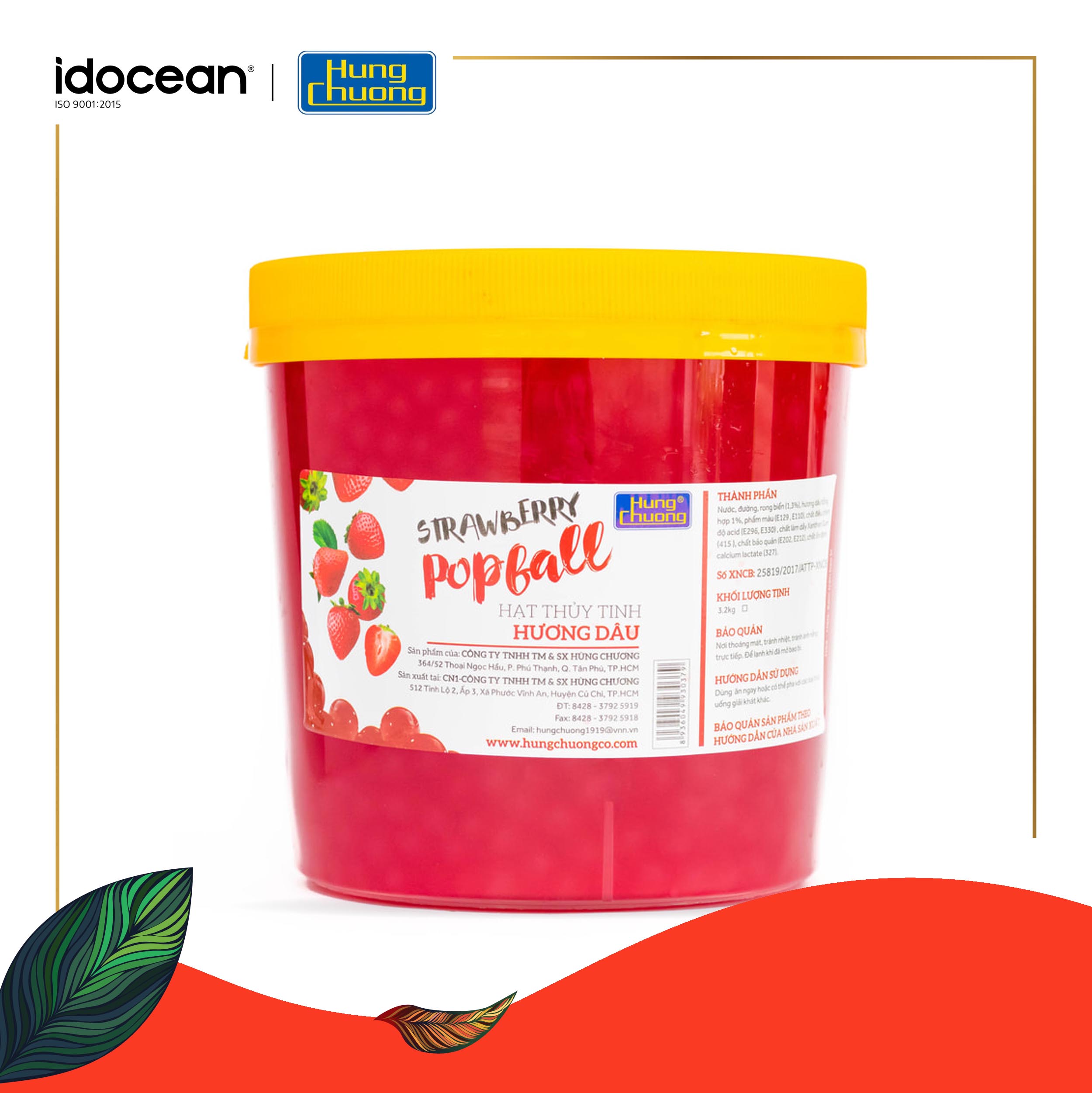 Hạt Thủy Tinh Dâu - Hùng Chương - 1kg & 3.2kg - Topping tuyệt hảo cho thức uống (hạt jelly, thạch jelly, topping trà sữa)