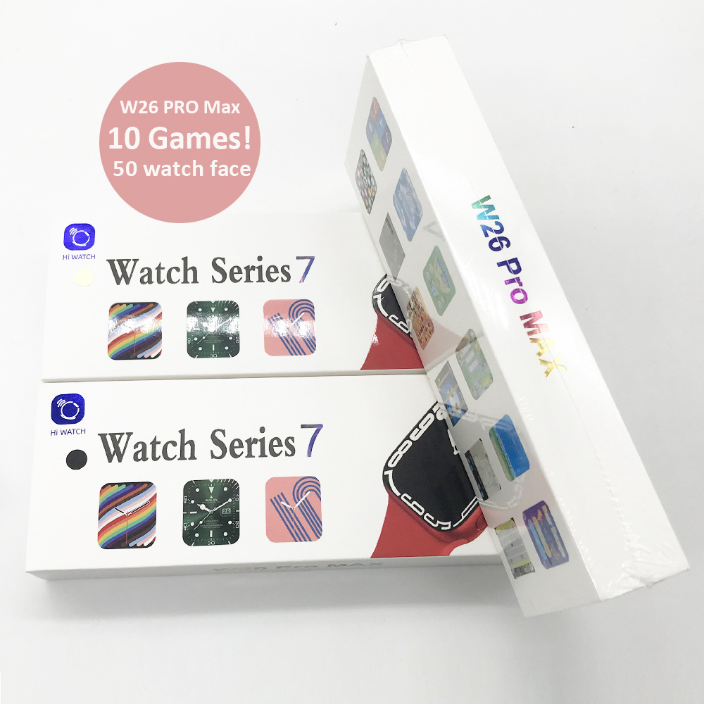 Đồng hồ thông minh W26+Pro Series7 điều khiển được bằng nút tròn hỗ trợ cài đặt hình nền  10 game full màn 44mm dùng cho cả thiết bị ios và androi