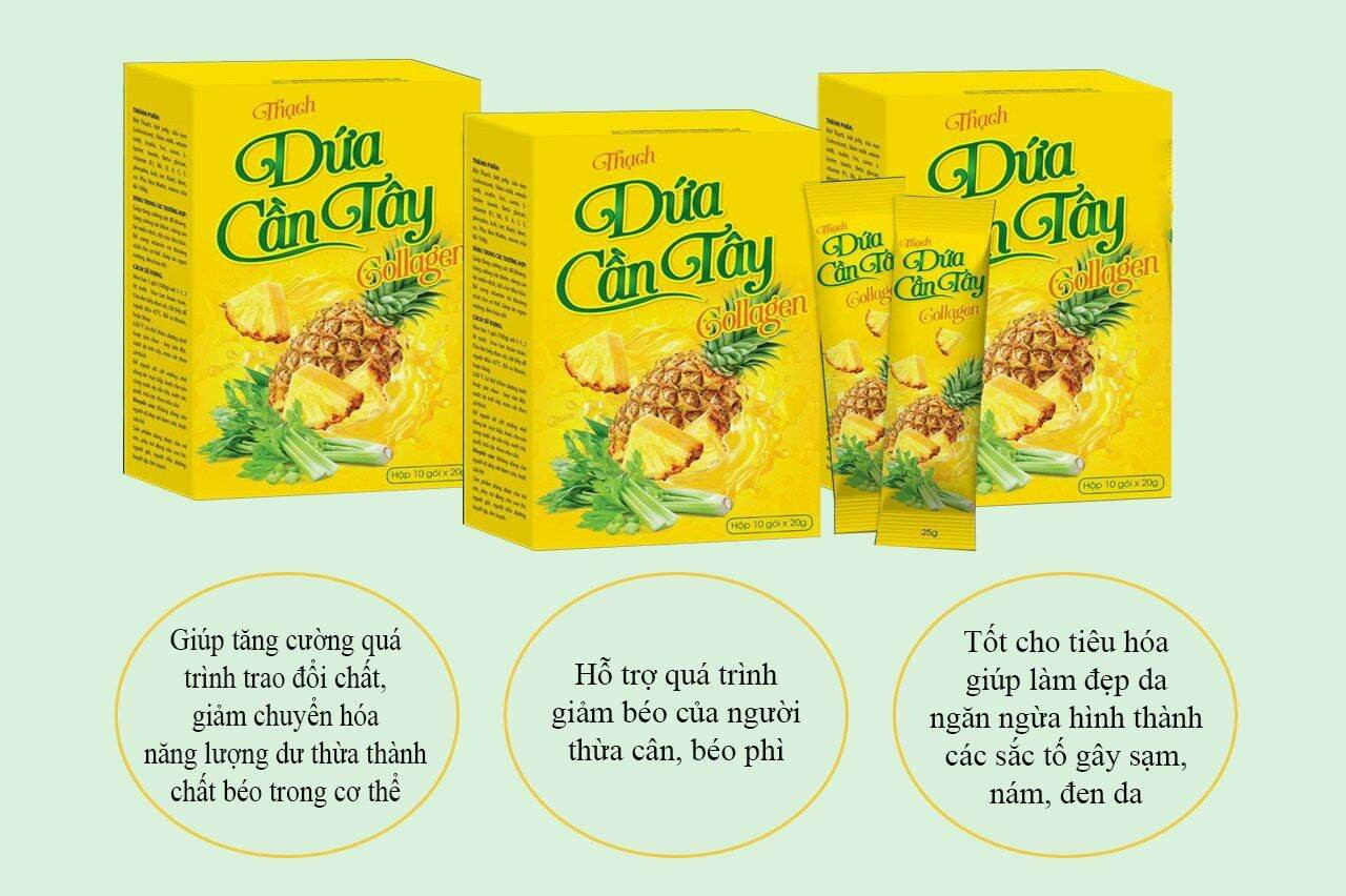 Thạch Dứa Cần Tây Collagen- Giúp Giảm Mỡ, Kiểm Soát Cân Nặng,Đẹp Dáng , Sáng Da