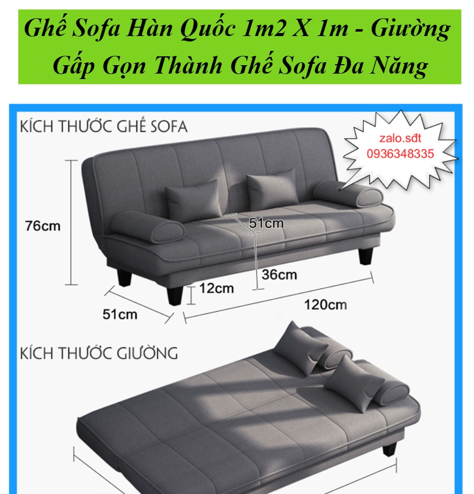 Ghế - Ghế sofa phong cách Hàn Quốc - Giường Sofa Rộng 1m x Dài 1m2 ...