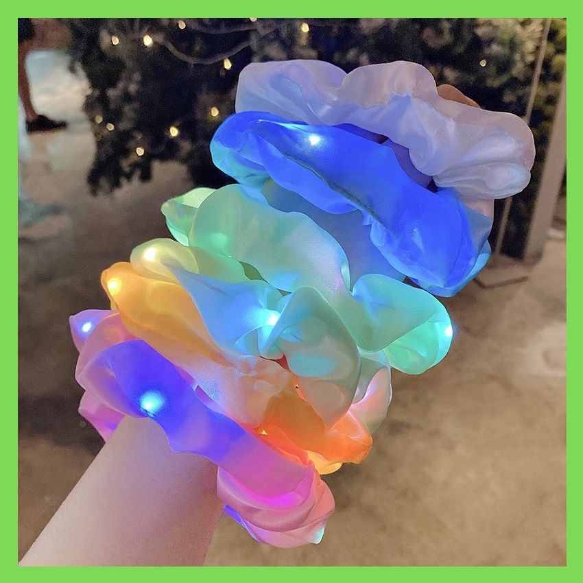 Dây Buộc Tóc Scrunchies Phát Sáng Kiểu Hàn QUốc, Siêu Cute Bằng Vải, Có Đèn Led, Phát Sáng Trong Đêm Siêu Đẹp