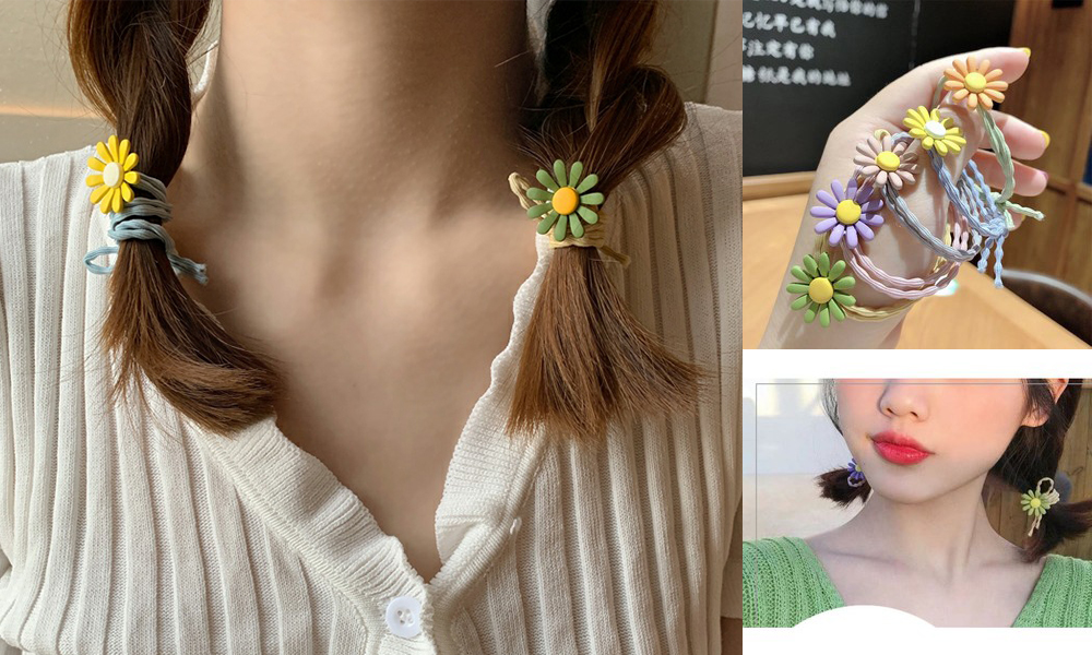 Dây buộc tóc, chun cột tóc hình bông hoa/ quả dứa/ cà rốt/ vịt con đáng yêu dễ thương CameWell C06HB