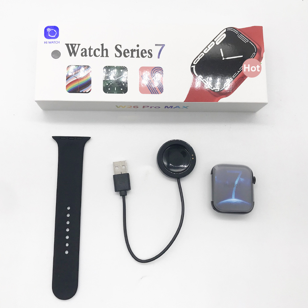 Đồng hồ thông minh W26+Pro Series7 điều khiển được bằng nút tròn hỗ trợ cài đặt hình nền  10 game full màn 44mm dùng cho cả thiết bị ios và androi