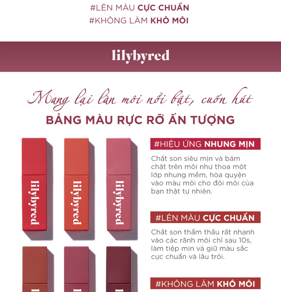 Son kem siêu lì Lilybyred MOOD LIAR VELVET TINT (Có chọn màu) - Date 09.2021 2