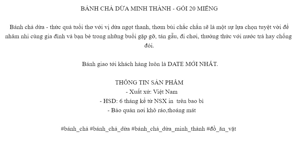Bánh chả dừa thơm ngon loại 1 (gói 20 miếng).