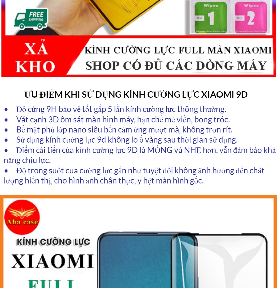 Kính Cường Lực Xiaomi redmi note 7, 7 pro, note 5, note 5 pro, note 4x, note 8, note 8 pro, note 9s, cường lực xiaomi mi 8, mi 8 pro, mi 8 lite, mi 9, mi 9t, mi 9se, mi 9 lite, dán cường lực xiaomi redmi 6, redmi 6a, redmi 7, redmi 8 kính 9d Full 2