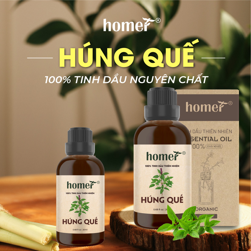Tinh dầu thiên nhiên Húng Quế Pháp Homer - Dung tích 20ml / 100ml/ 500ml/ 1000ml - Đạt chuẩn kiểm định cao cấp - An toàn cho sức khỏe - Đa công dụng