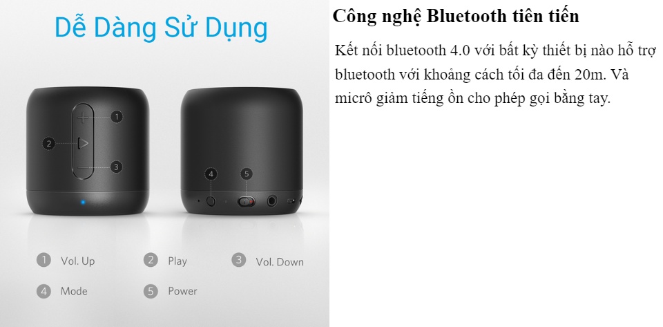 Loa bluetooth ANKER SoundCore Mini 5W - A3101