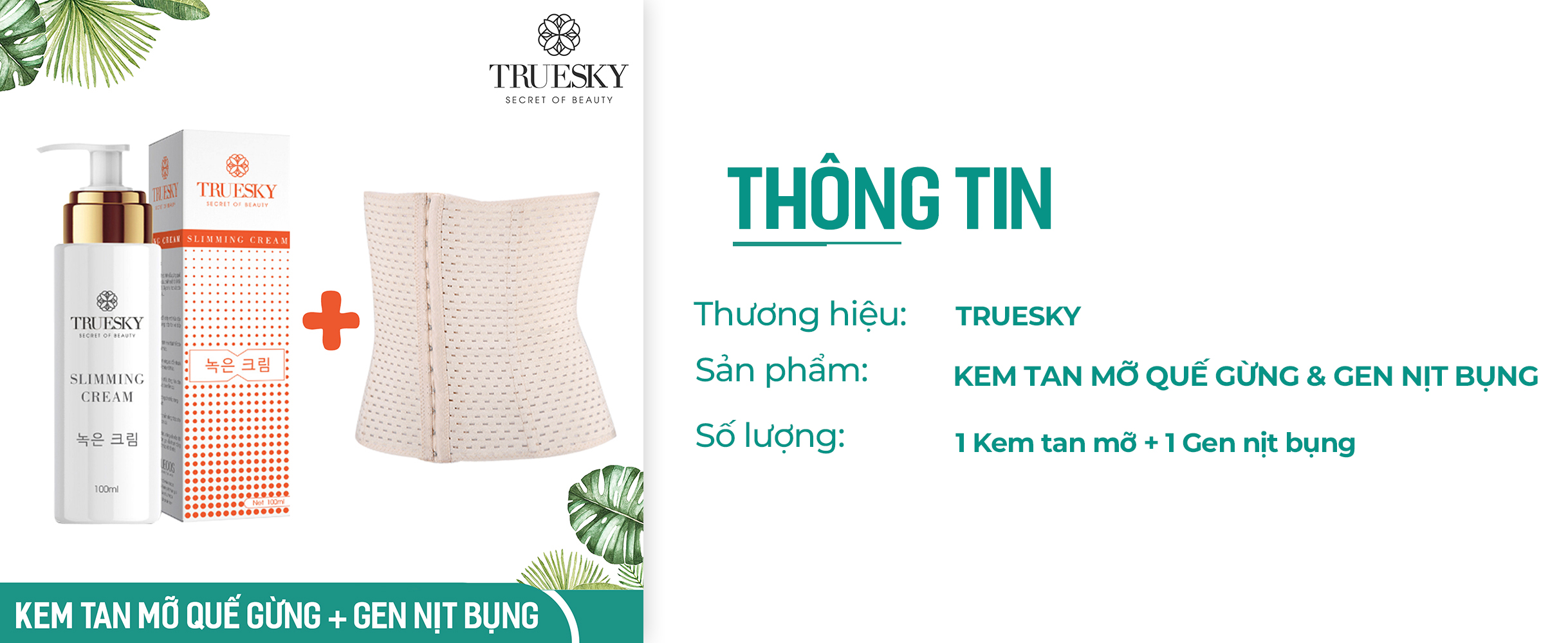 Bộ sản phẩm tan mỡ bụng Truesky Bộ sản phẩm tan mỡ bụng Truesky