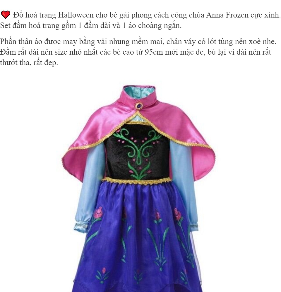 Váy bé gái công chúa Elsa Anna BOMINES đầm tay cánh tiên thun cotton cho bé  3- 10 tuổi 12- 30kg DTNELSAANNACANHTIEN - MixASale
