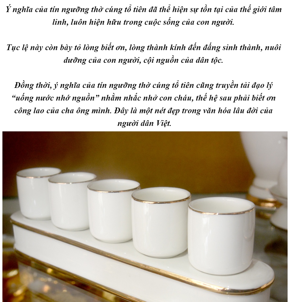 Án năm-Bộ năm ly nước thờ cúng bàn thờ gốm sứ trắng