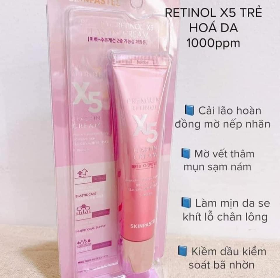 KEM DƯỠNG DA ĐỈNH CAO RETINOL X5 ELASTIN CREAM SKINPASTEL 30ML CHỐNG NHĂN, CHỐNG LÃO HÓA, MỸ PHẨM HÀN QUỐC CHÍNH HÃNG