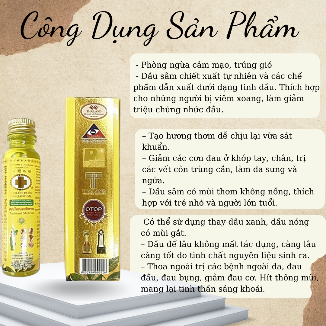 Dầu Thập Tự Vàng Thái Lan Gold Cross Yellow Oil chai 24ml Và 15ml
