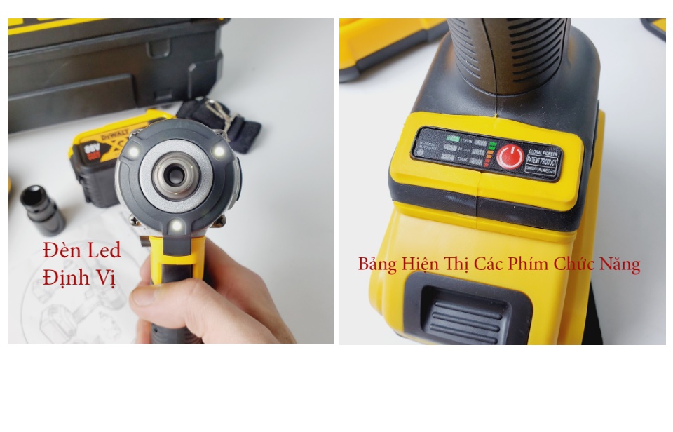 Máy siết bulong, máy bắn bulong Dewalt 199v sử dụng chân pin thông dụng, đầu 2 trong 1