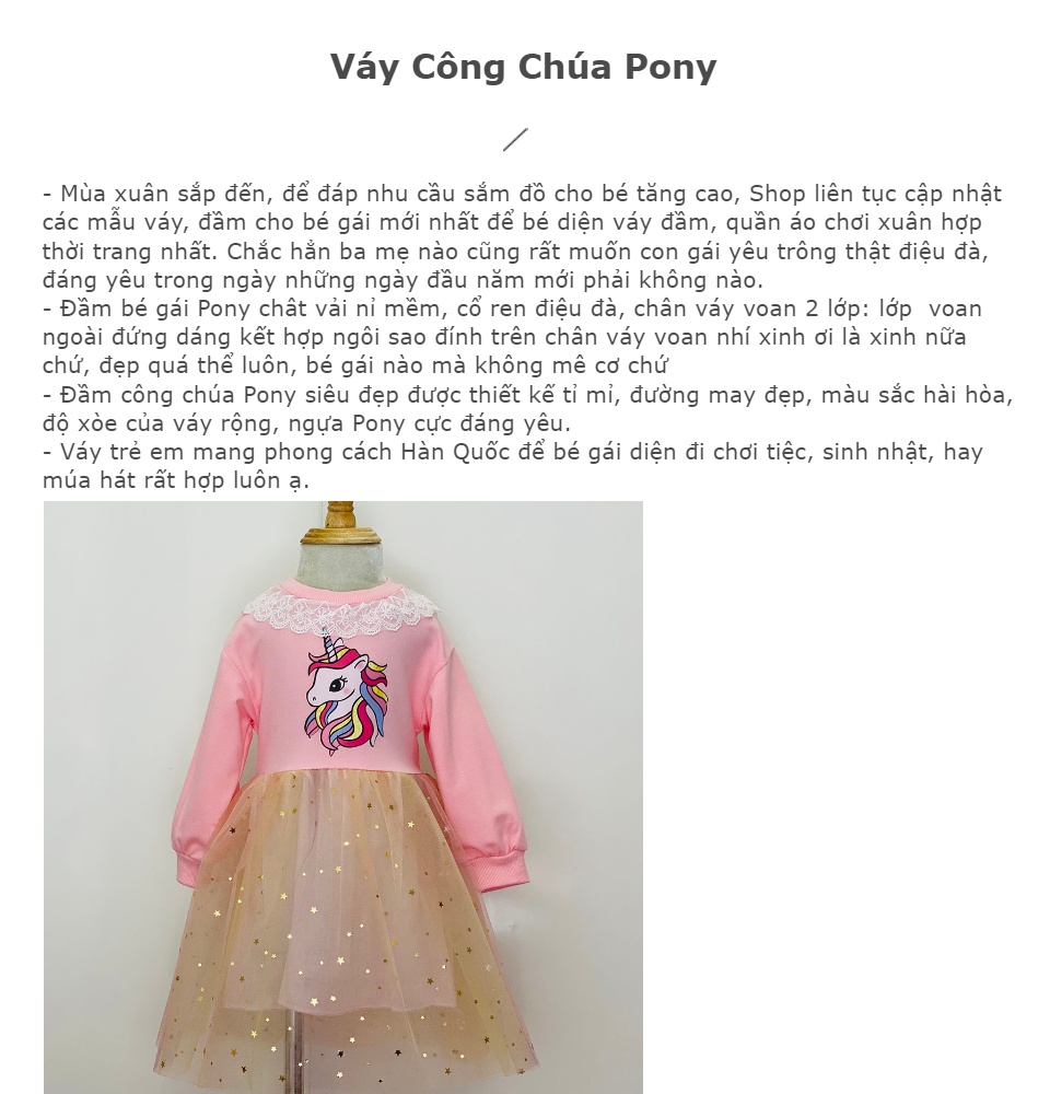 Set áo thun và váy voan họa tiết Pony cho bé gái