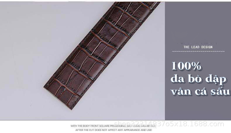 dây nịt nam, dây thắt lưng dùng cho khóa tự động thời trang da bò dập vân vảy rông