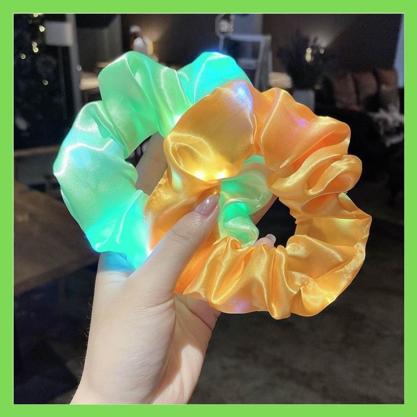 Dây Buộc Tóc Scrunchies Phát Sáng Kiểu Hàn QUốc, Siêu Cute Bằng Vải, Có Đèn Led, Phát Sáng Trong Đêm Siêu Đẹp