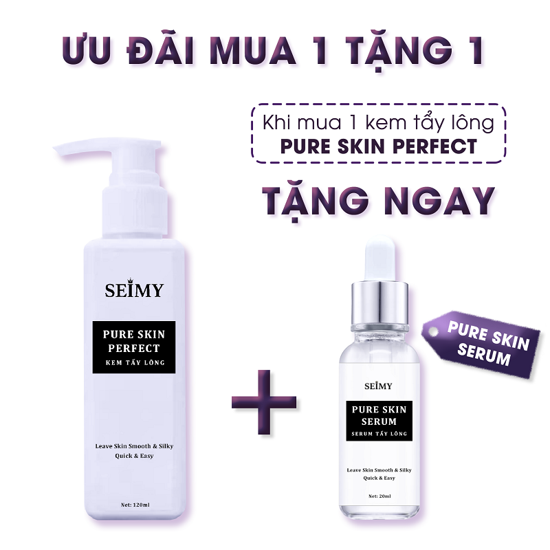Combo Kem Tẩy Lông_ Seimy Pure Skin Perfect ( Gồm kem và serum dưỡng) Triệt Sạch Lông Chỉ Sau 5 Phút sử dụng