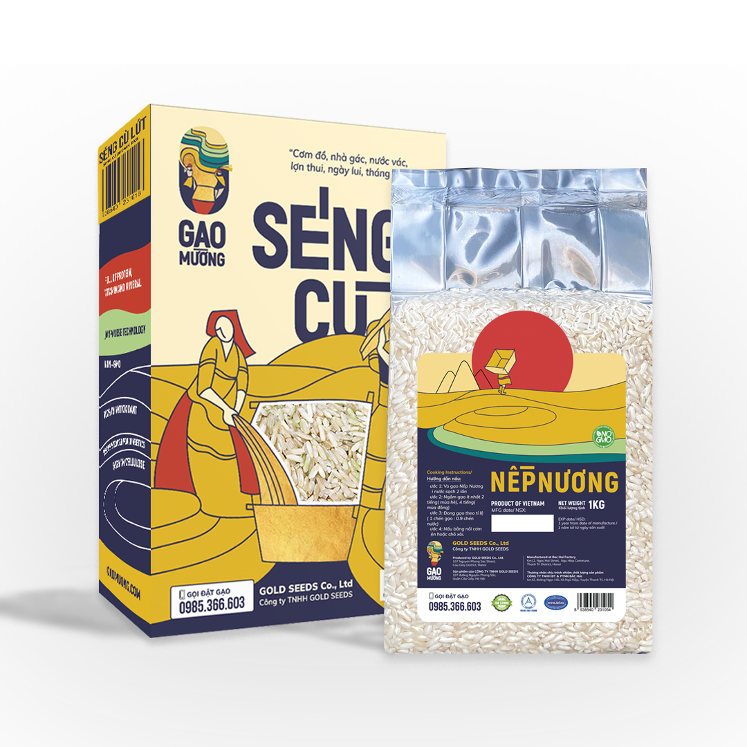 Combo 1kg gạo lứt Séng Cù và 1kg gạo Nếp Nương hút chân không