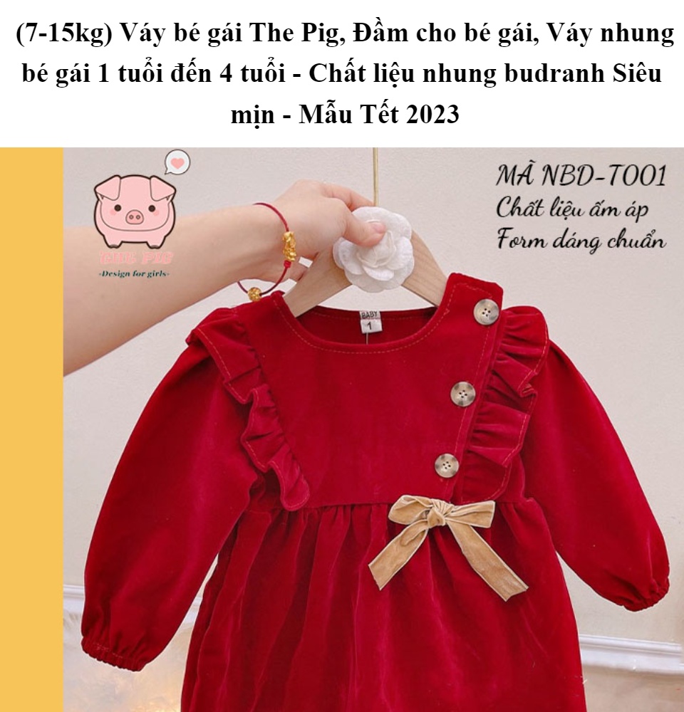 7-15kg) Váy bé gái The Pig, Đầm cho bé gái, Váy nhung bé gái 1 ...