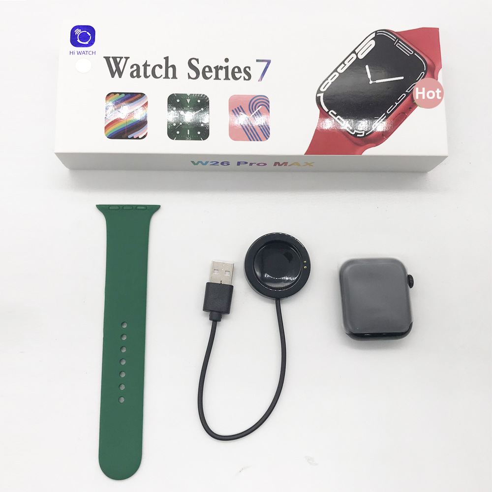 Đồng hồ thông minh W26+Pro Series7 điều khiển được bằng nút tròn hỗ trợ cài đặt hình nền  10 game full màn 44mm dùng cho cả thiết bị ios và androi