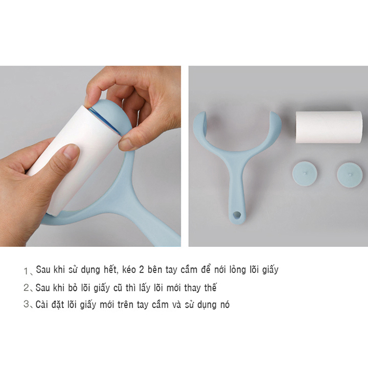 Cây lăn dính bụi quần áo- có sẵn 1 cuộn giấy