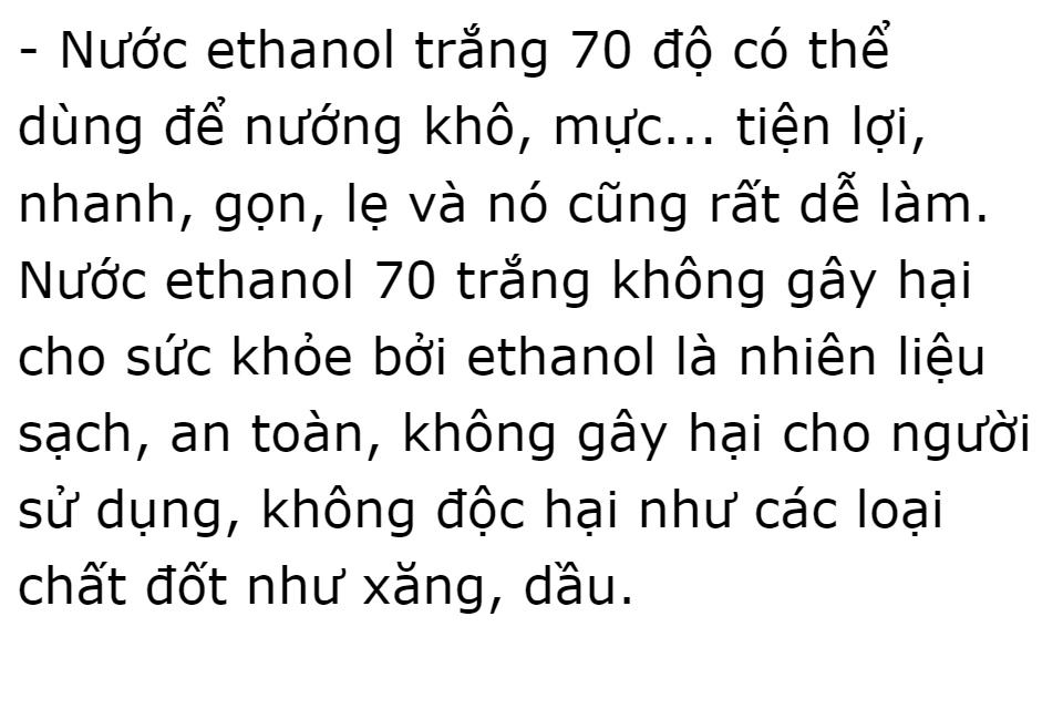 Nước ethanol 70 độ Vĩnh Phúc dùng để xử lý làm sạch môi trường, sát khuẩn bề mặt vật dụng và có thể xử lý vi khuẩn trên con người, bề mặt da, sát khuẩn vết thương, diệt khuẩn, sát khuẩn dụng cụ y tế, đồ vật DrViet 65 Nước ethanol 70 độ Vĩnh Phúc dùng để xử lý làm sạch môi trường, sát khuẩn bề mặt vật dụng và có thể xử lý vi khuẩn trên con người, bề mặt da, sát khuẩn vết thương, diệt khuẩn, sát khuẩn dụng cụ y tế, đồ vật DrViet