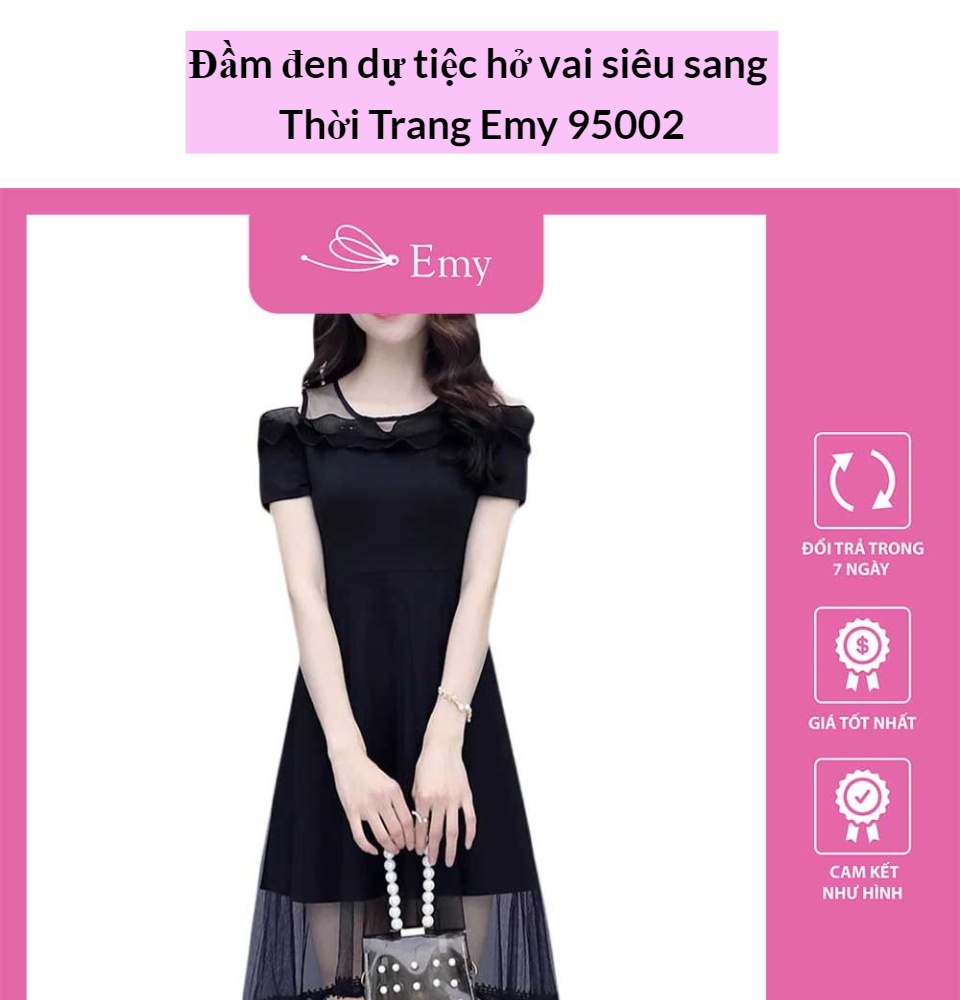 Đầm đen dự tiệc hở vai siêu sang Thời Trang Emy 95002 | Lazada.vn