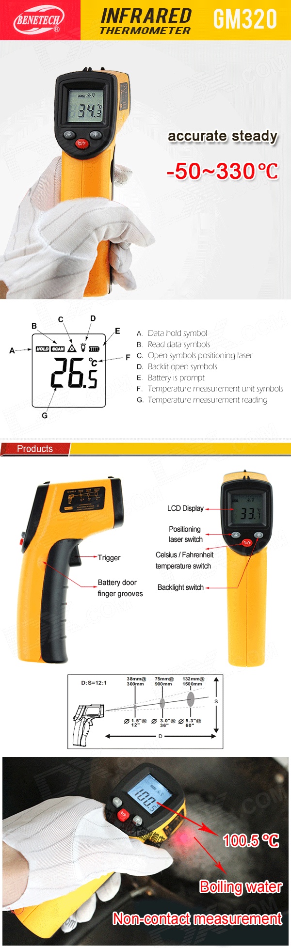 Đo nhiệt độ thực phẩm, máy móc BENETECH GM-320